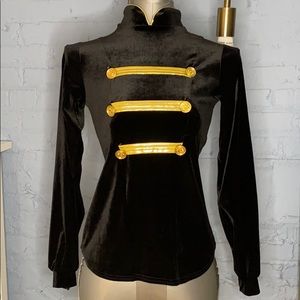 Stretch velvet military band top NEW